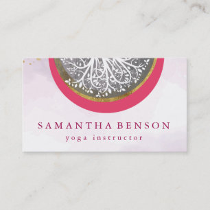 Elegant Gold Watercolor Tree Yoga and Meditation Business Card