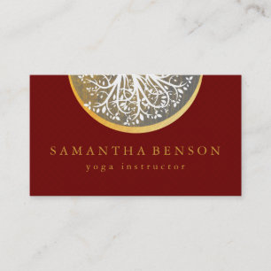 Elegant Gold Watercolor Tree Yoga and Meditation Business Card