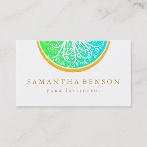 Elegant Gold Watercolor Tree Yoga and Meditation Business Card