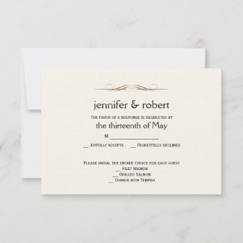 Elegant Gold Watercolor Wedding Response Card by NoteableExpressions at Zazzle