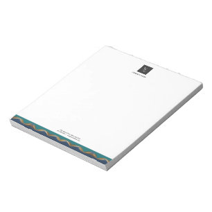 Elegant Gold Wave Blue Teal Logo Business Notepad