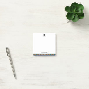 Elegant Gold Wave Blue Teal Logo Post-it Notes