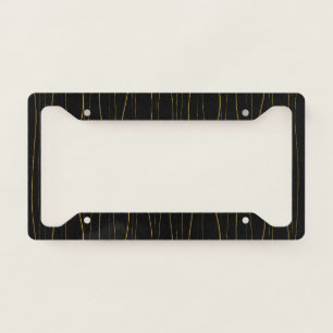 Elegant Gold Wavy Lines Pattern License Plate Frame