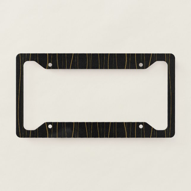 Elegant Gold Wavy Lines Pattern License Plate Frame (Front)