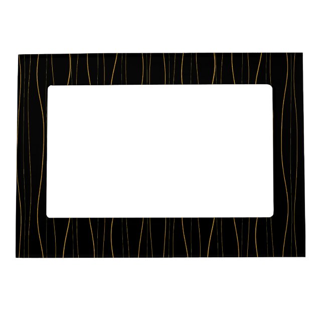 Elegant Gold Wavy Lines Pattern Magnetic Frame (Front)