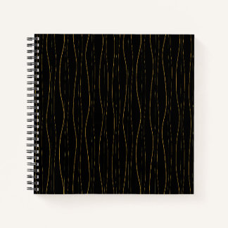 Elegant Gold Wavy Lines Pattern Notebook