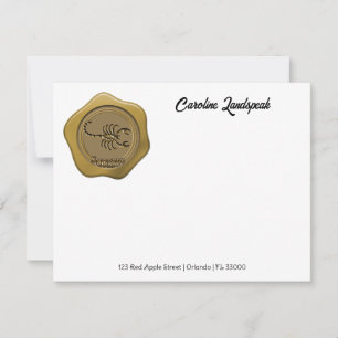 Elegant Gold Wax Seal with Scorpio Note Card