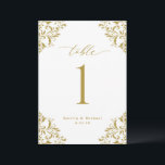 Elegant Gold Wedding 5x7 Table Number Cards<br><div class="desc">Elegant 5x7 Gold Wedding Table Numbers: Use these vintage, classic table numbers at your wedding reception or event. This design features the word "Table" in an elegant calligraphy with an ornate vintage corners design for a luxe look. It's set in gold, but you can change the color to anything you...</div>