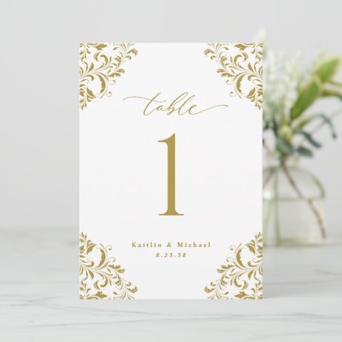 Elegant Gold Wedding 5x7 Table Number Cards