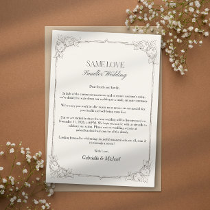Elegant Gold Wedding Announcement Downsize Apology