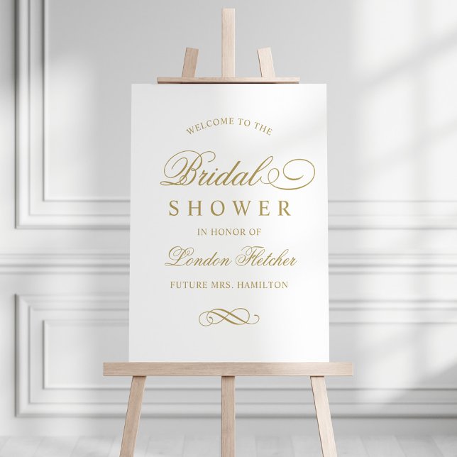 Elegant Gold Wedding Bridal Shower Welcome Foam Board (Creator Uploaded)