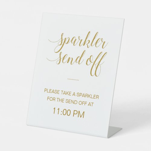 Elegant Gold Wedding Bride Groom Sparkler Send Off Pedestal Sign