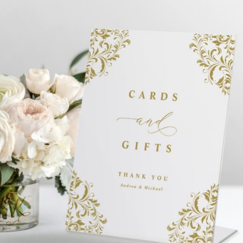 Elegant Gold Wedding Cards  Gifts Sign