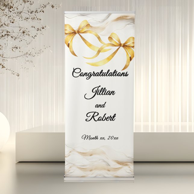 Elegant Gold Wedding Congratulations Retractable Banner (Elegant Gold Wedding Congratulations Retractable Banner)