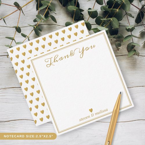 Elegant Gold Wedding Couple Newlyweds Thank You  Note Card