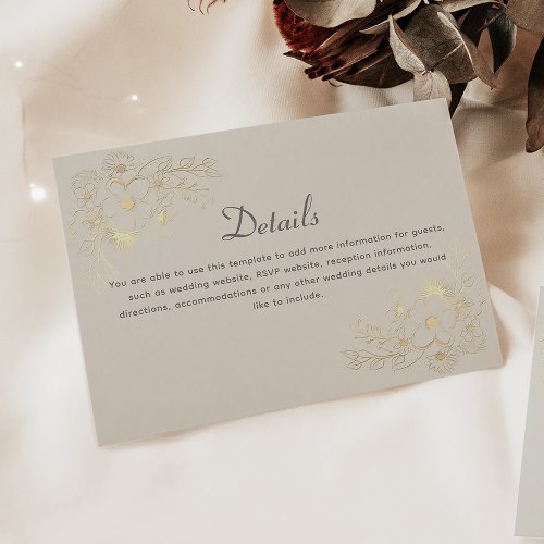 Elegant Gold Wedding Details Enclosure Card