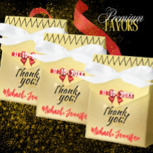 Elegant Gold Wedding Favor Box with Custom Names