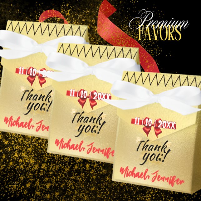 Elegant Gold Wedding Favor Box with Custom Names  (Creator Uploaded)