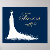 Elegant Gold Wedding Favors Gown Bridal Shower Poster (Front)