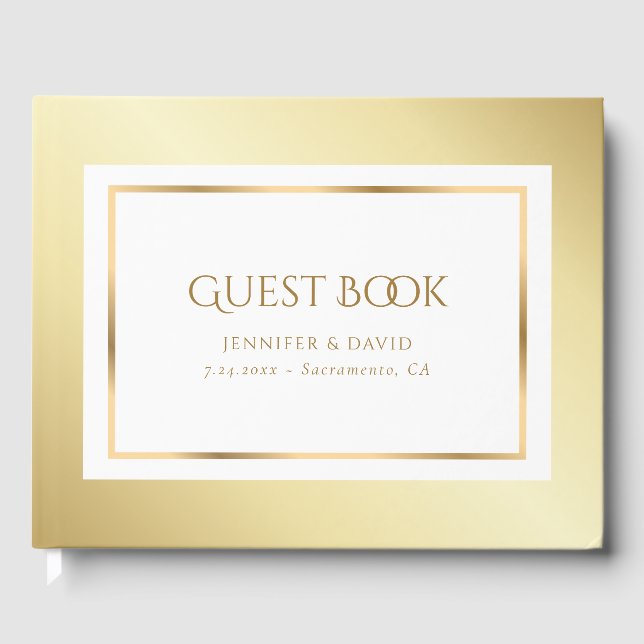 Elegant Gold Wedding Guest Book (Front)