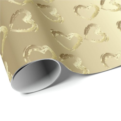 Elegant Gold Wedding Hearts Wrapping Paper