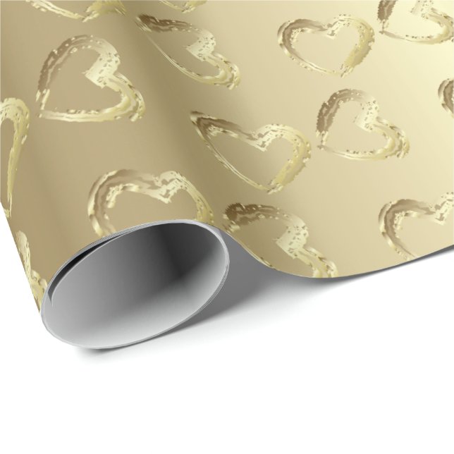Elegant Gold Wedding Hearts Wrapping Paper (Roll Corner)