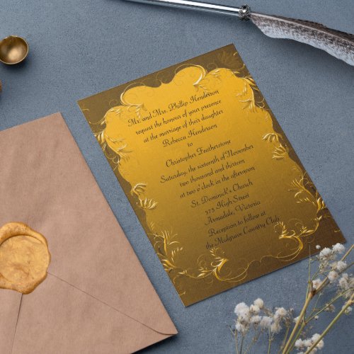 Elegant Gold Wedding Invitation