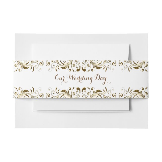 Elegant Gold Wedding Invitation Belly Band (Front Example)