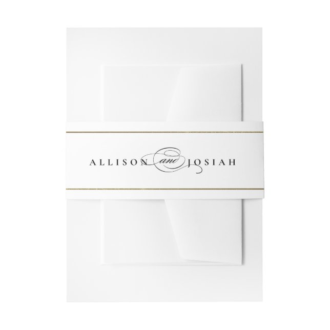 Elegant Gold Wedding Invitation Belly Band (Front Example)