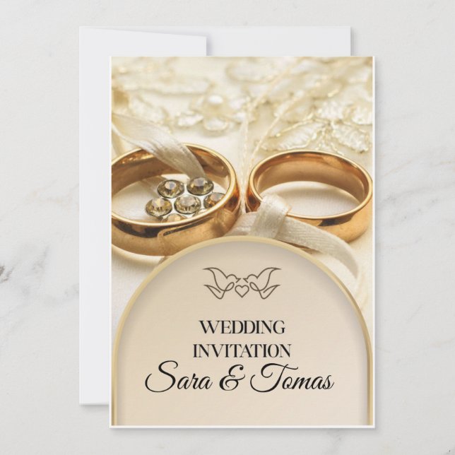 Elegant Gold Wedding Invitation Card – Classic Rin (Front)