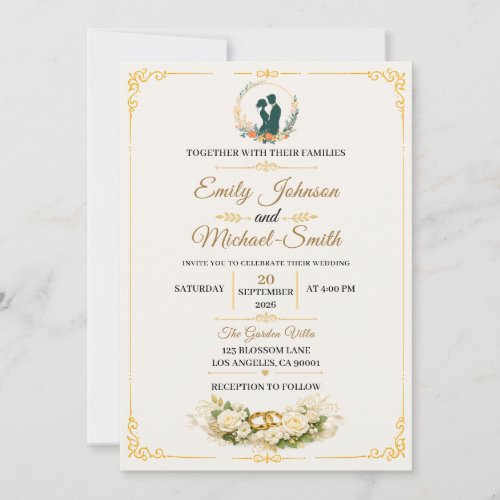 Elegant Gold Wedding Invitation Template
