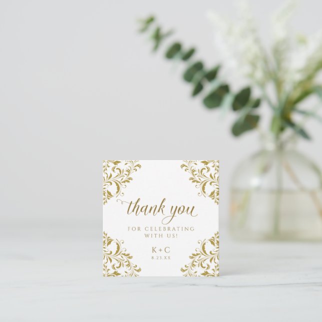 Elegant Gold Wedding Luxury Vintage Favor Cards (Standing Front)