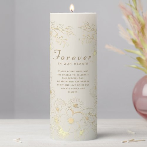 Elegant Gold Wedding Memorial Pillar Candle