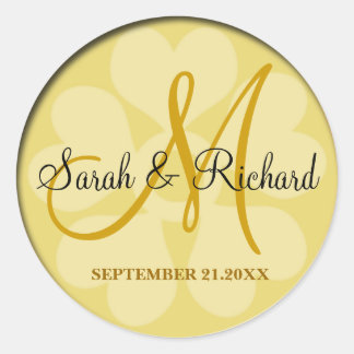 Elegant Gold Wedding Monogram Classic Round Sticker
