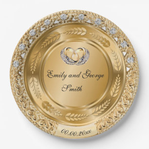 Elegant Gold Wedding Personalised Paper Plate