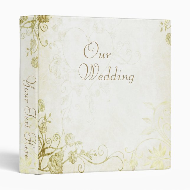 Elegant Gold Wedding Photo Album Binder (Front/Spine)