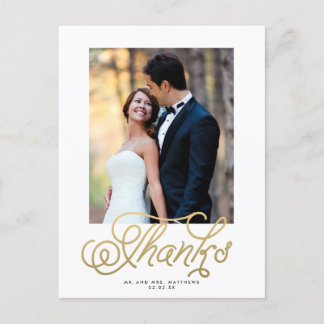 Elegant Gold Wedding Photo Thank You Postcard