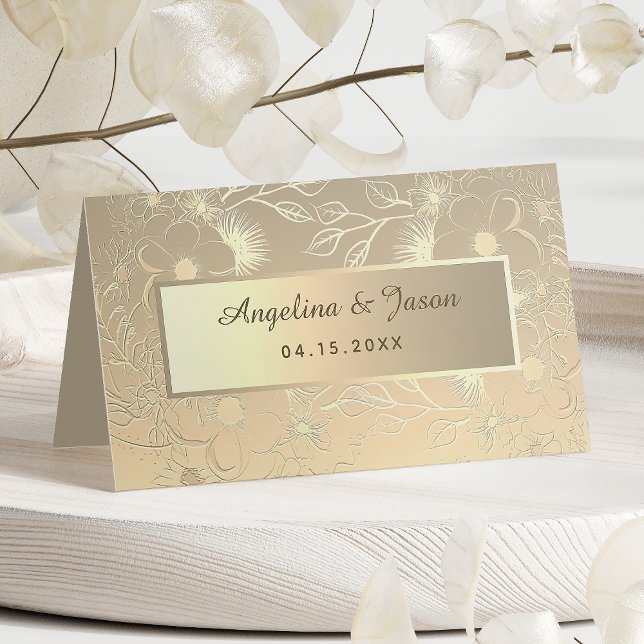 Elegant Gold Wedding Place Card (Creator Uploaded)