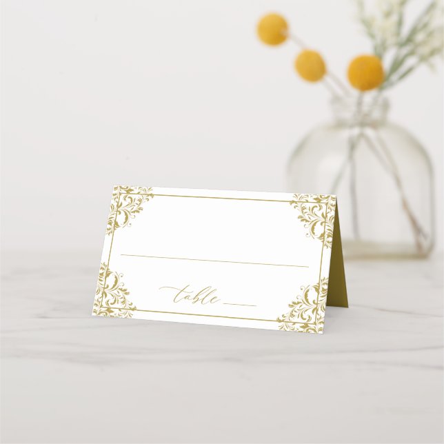 Elegant Gold Wedding Place Cards Vintage Classic (Front)
