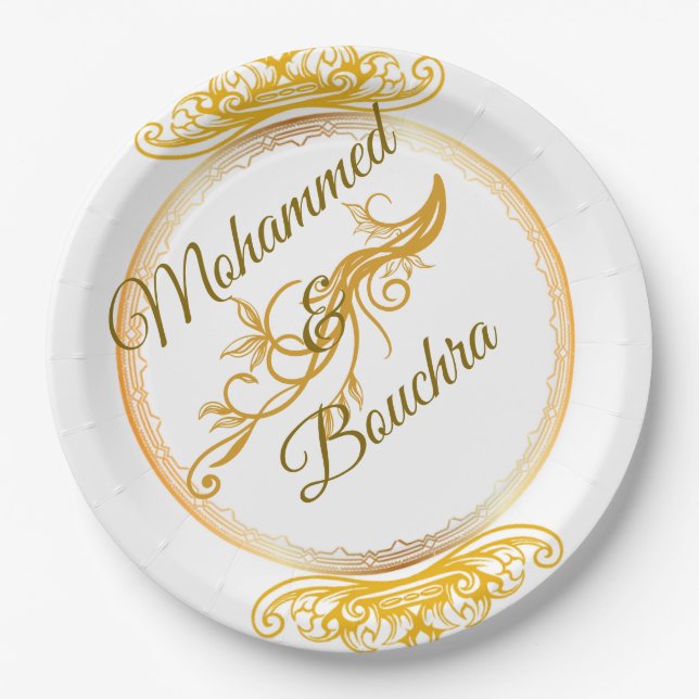 Elegant Gold Wedding Plate (Front)