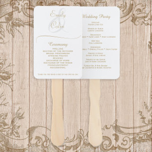 Elegant Gold Wedding Program Hand Fan