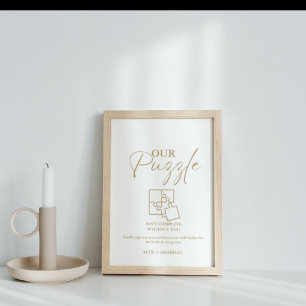 Elegant Gold Wedding Puzzle Guestbook Sign