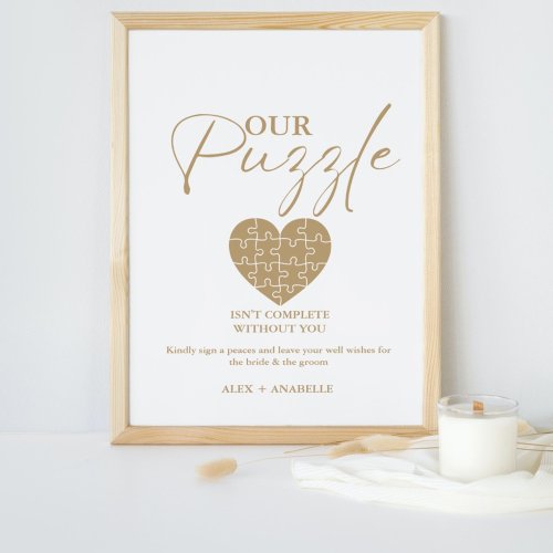Elegant Gold Wedding Puzzle Guestbook Sign