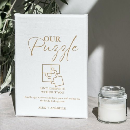 Elegant Gold Wedding Puzzle Guestbook Sign