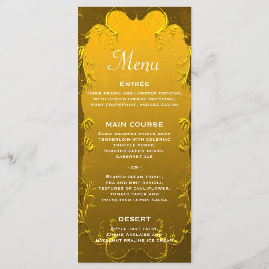 Elegant Gold Wedding Reception Menu Zazzle Com