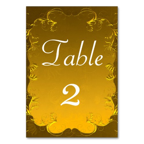 Elegant Gold Wedding Reception Table Table Number