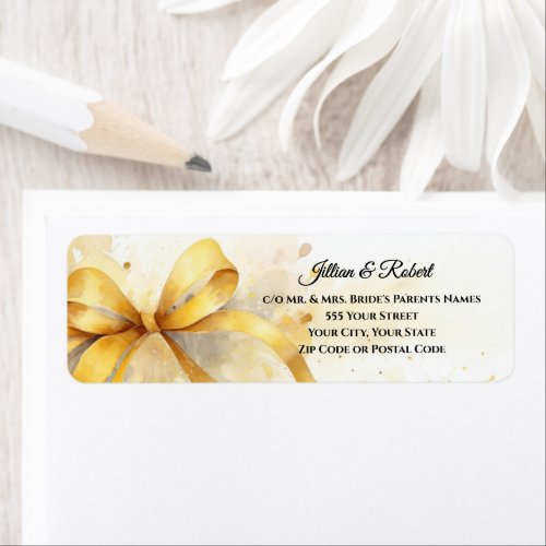 Elegant Gold Wedding Return Address  Label
