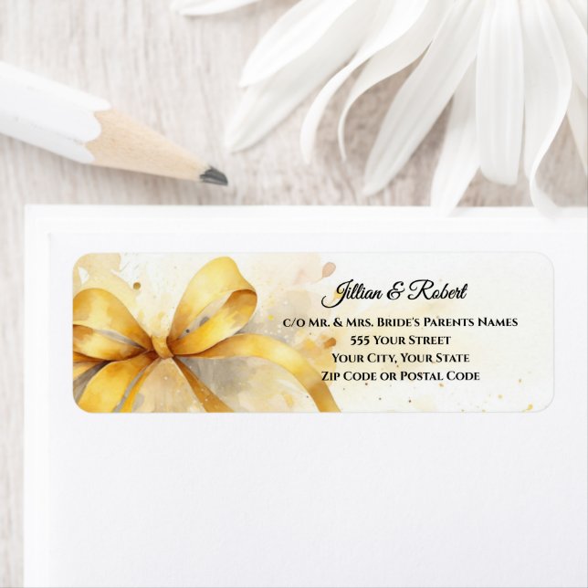Elegant Gold Wedding Return Address  Label (Insitu)