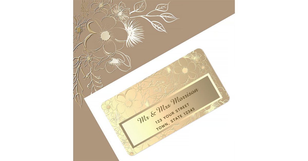 Elegant Gold Wedding Return Address Label | Zazzle