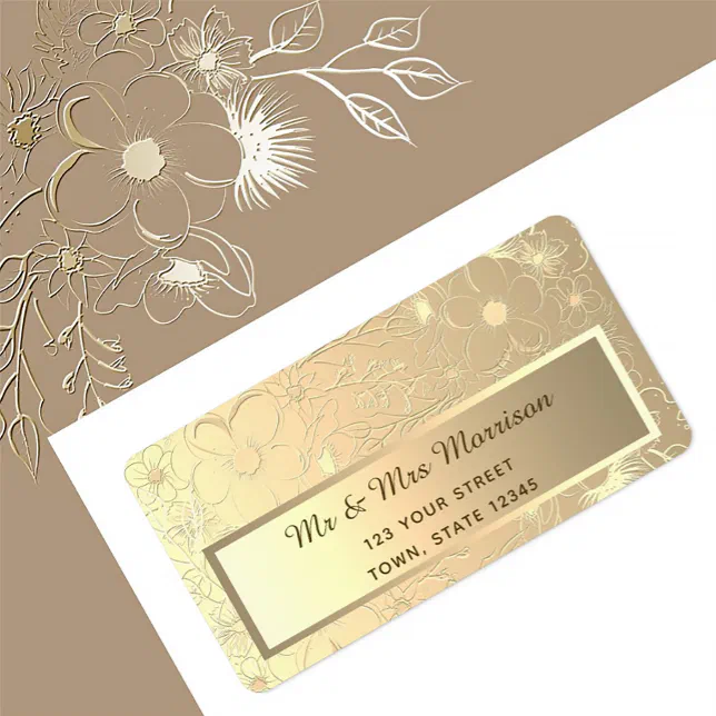 Elegant Gold Wedding Return Address Label | Zazzle